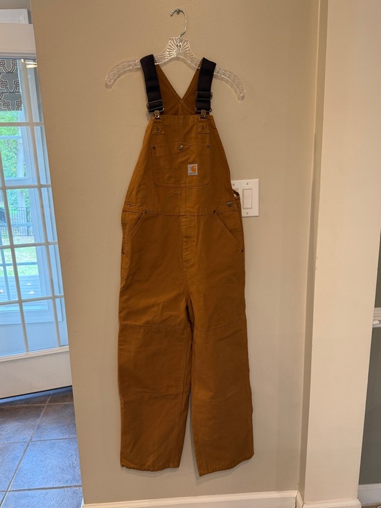 Carhartt Other - Carhartt Brown Duck Bib Overalls with Black Straps - Youth Size 14